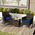 thumbnail image 4 of Costway 3 PCS Outdoor Conversation Set with Cushioned Seat & Tempered Glass Tabletop Navy, 4 of 10