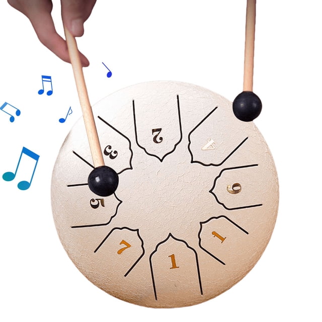 Tambor etéreo 8 tonos 6 pulgadas tambor sánscrito tambor lengua acero instrumento percusión tambor sin preocupaciones (blanco) 6 pulgadas-8 tonos-Blanco