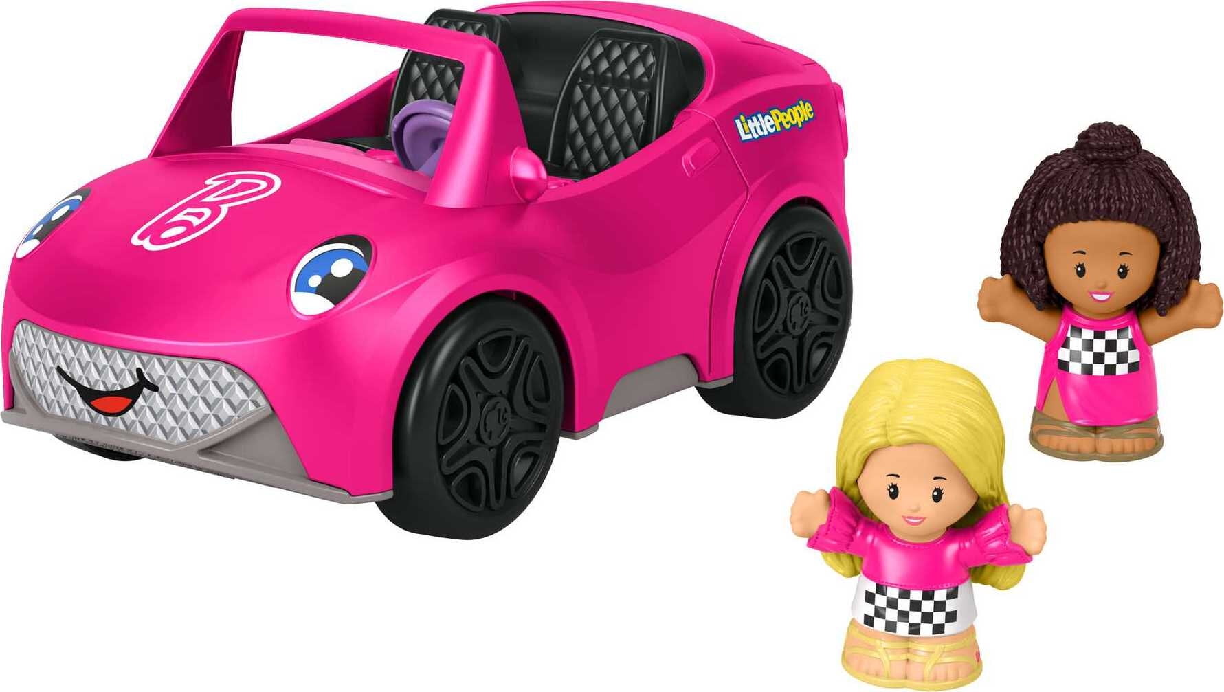 Fisher Price Little People Baby Girl in Pink Purple Car Seat Doll Toy 