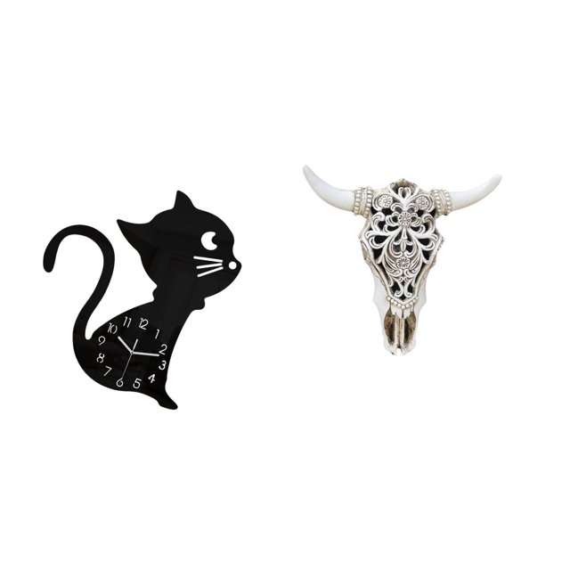 Reloj de pared con forma de gato, bonito reloj de pared para guardería, sala de juegos, escultura de pared interior, cabeza de de resina, decorac