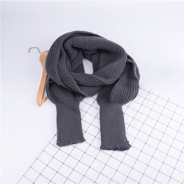 Bufanda de lana de punto para mujer para otoño e invierno, chal de cuello grueso y extra largo, bufanda unisex con mangas