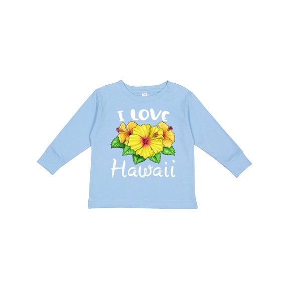 Inktastic I Love Hawaii Hibiscus Flowers Boys or Girls Long Sleeve Toddler T-Shirt