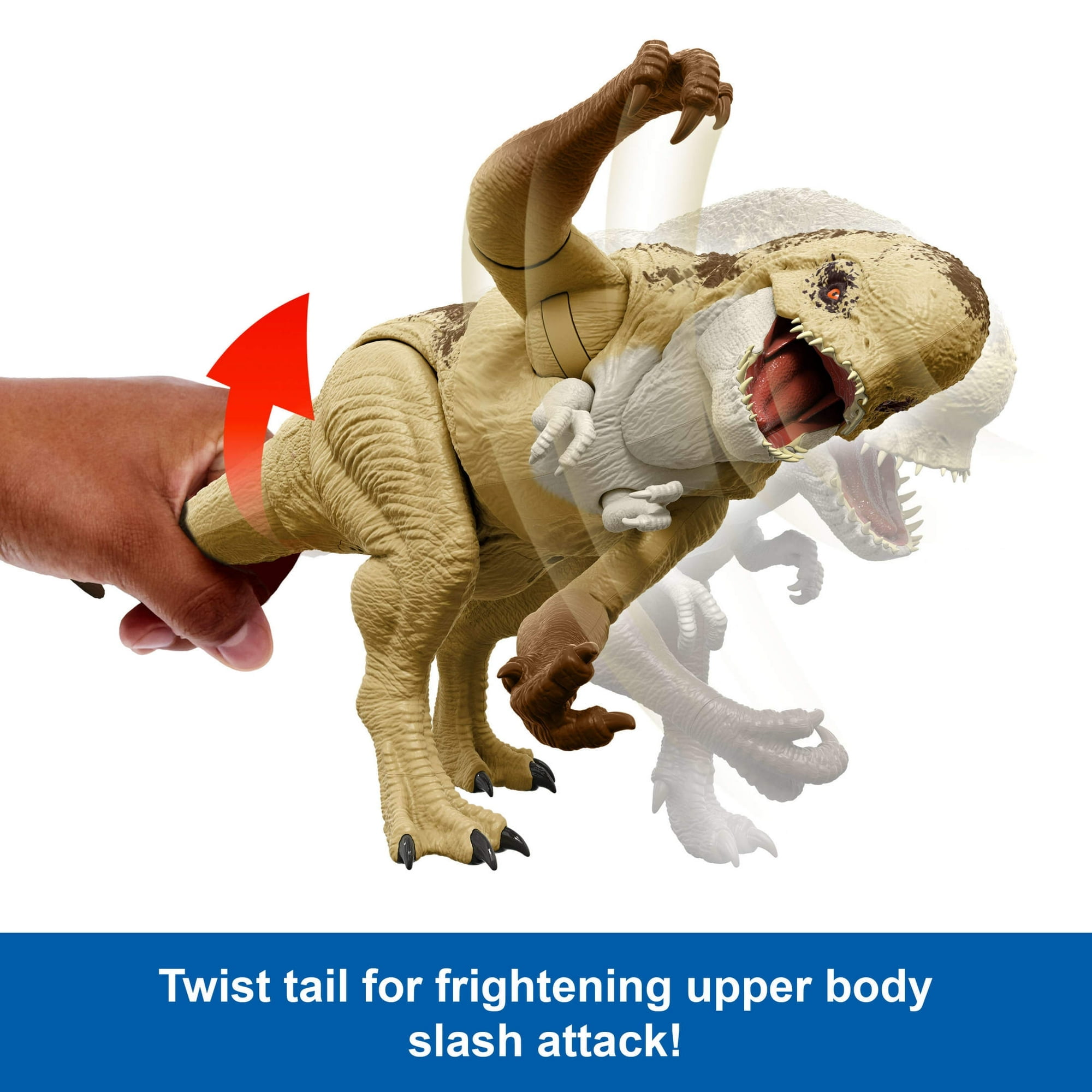 Jurassic World Rebirth Distortus Rex Drex, 22" Rumble & Rampage Dinosaur Action Figure