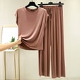 thumbnail image 2 of Levmjia Womens Pajama Set Modal Solid Color Short Sleeve and Pants Sleepwear Loose Comfortable 2 Piece Pajamas Home Soft Nightwear Set Summer, 2 of 5
