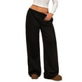 thumbnail image 2 of Women'S Wide Leg Sweatpants High Waisted Baggy Interior Drawstring Sweatpants Straight Leg Sweat Pants Black M, 2 of 9