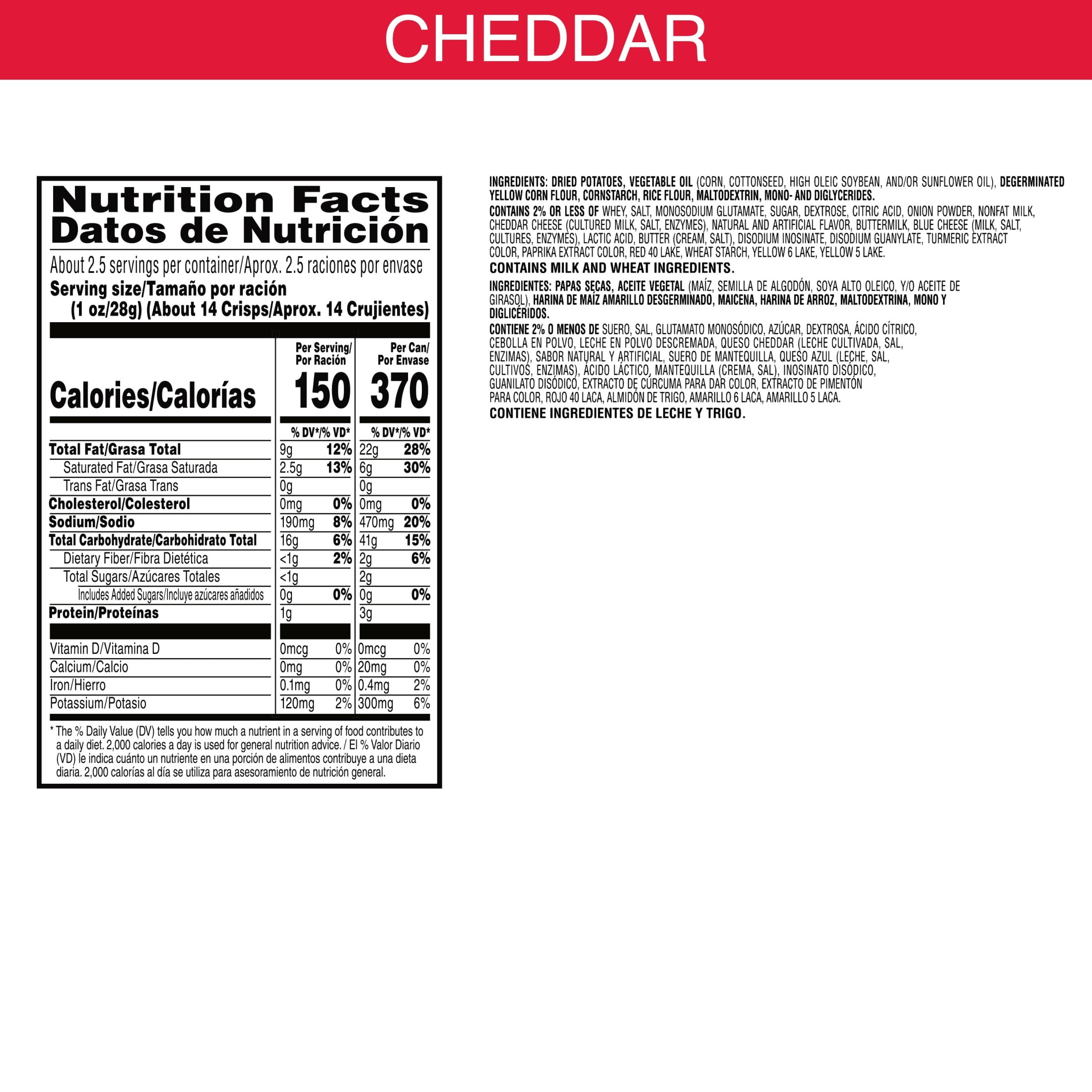 Pringles Scorchin' Cheddar Potato Crisps Chips, Lunch Snacks, 2.5 oz