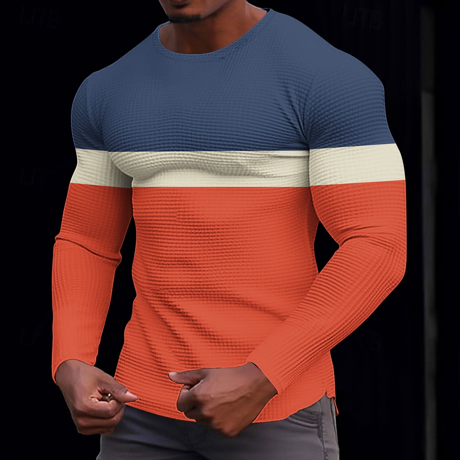 USNSM Men's Waffle Long Sleeve Shirts, Crew Neck Thermal Underwear