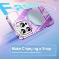 thumbnail image 2 of ELEHOLD Clear Case for iPhone 16 Pro Max, Full Body Rugged Case Built with Screen Protector,Soft TPU Bumper Gradient Feather Design Case,Purple, 2 of 6