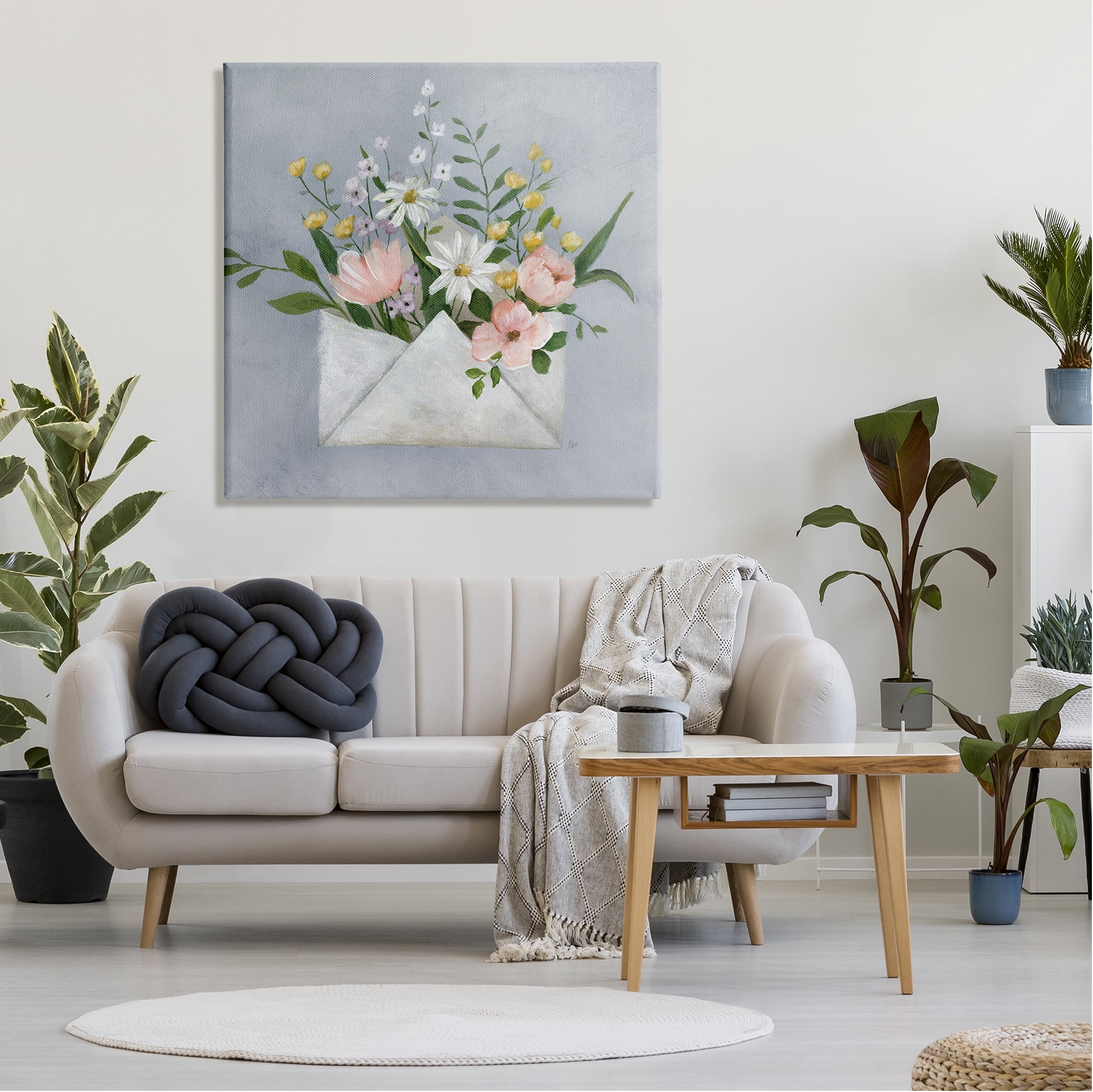Stupell Industries Floral Envelope Blossoms Botanical & Floral Painting Gallery Wrapped Canvas Art Print Wall Art, 36 x 36