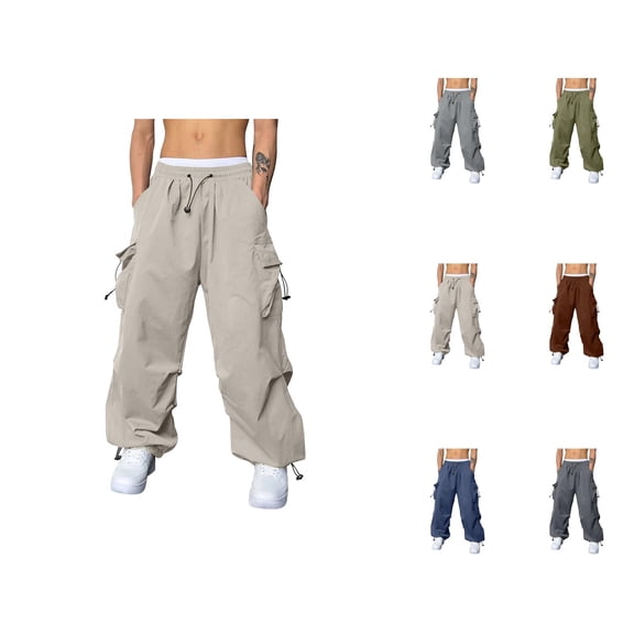 Men's Cargo Pants Streetwear Style, Multi Pocket Joggers with Drawstring Waist, Relaxed Fit Work Pants for Men, Casual Trousers for Hiking, Travel or Daily Wear S-3XL, Black