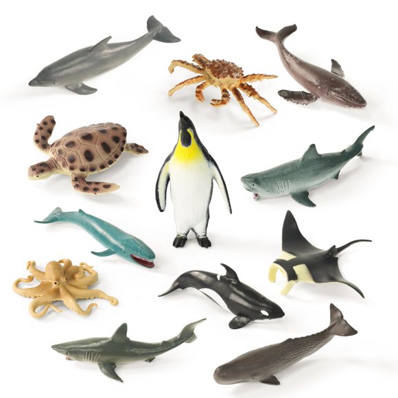 Toy Figure RECUR Shark Toys, juego de 12 piezas pintado a mano