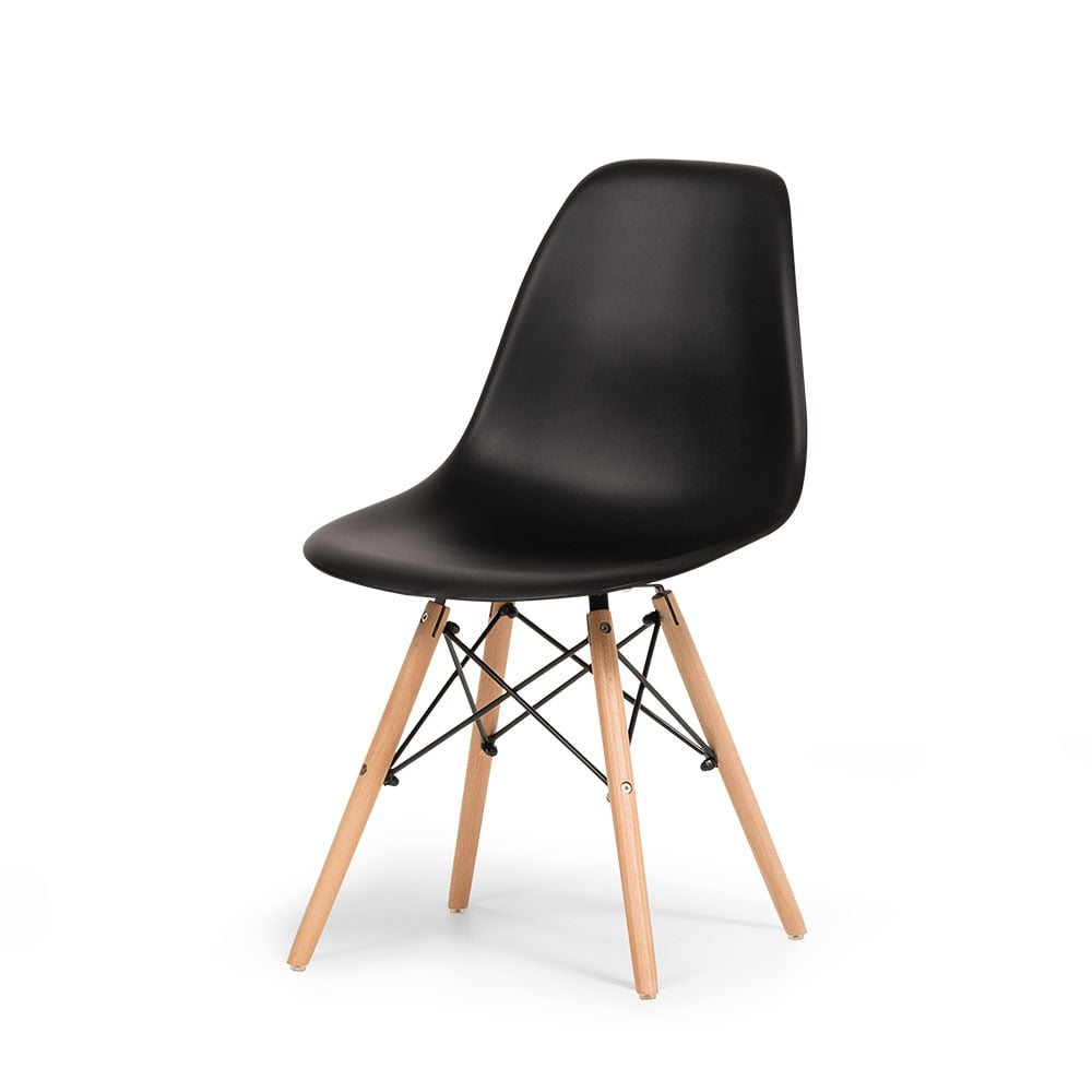 Set of Four 4 BLACK Eames Style Side Chair with Natural Wood Legs Eiffel Dining Room Chair Office Chair Walmart
