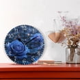 thumbnail image 2 of 10" Artistic Round Wall Decorative Desk Clock Wall Clock Home Decor Blue Rose Pattern, 2 of 7