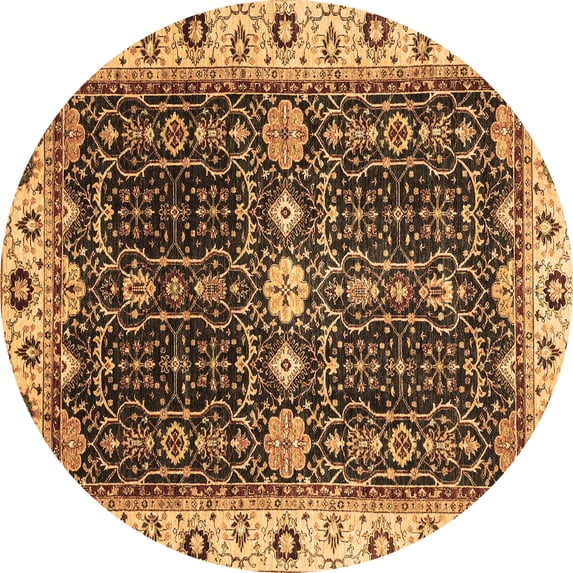 Ahgly Company Indoor Round Geometric Brown Traditional Area Rugs, 3' Round