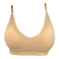 thumbnail image 5 of Alun Wirefree Seamless Comfort Bra for Women Soft Support Everyday Wear Lightly Lined T-Shirt Bra Fashion Texture Design Breathable Fabric and Back Sport Bralettes Khaki XXL, 5 of 7