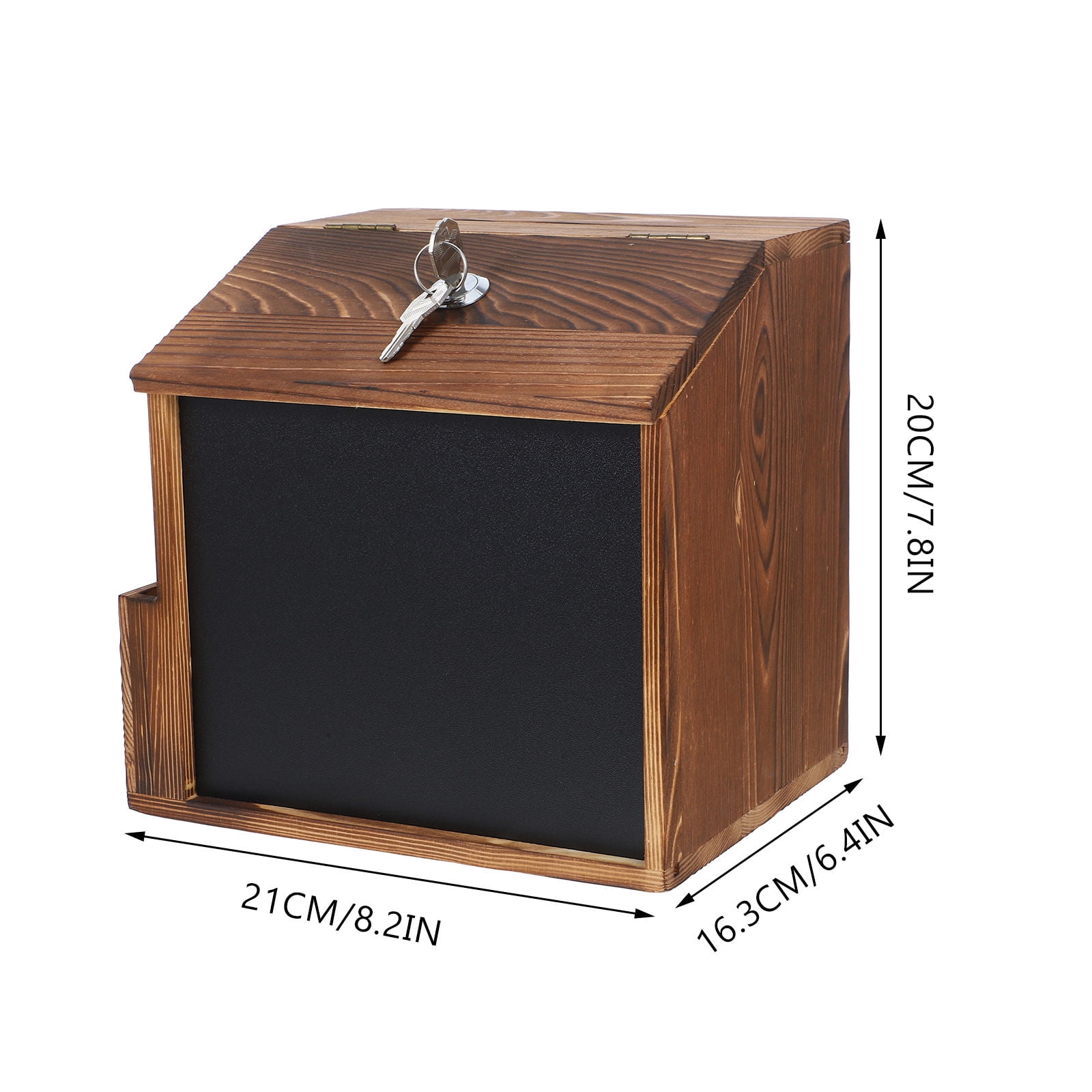 PBPBOX Wall Mailbox With Lock Wall Mountable Wood Comment Box Dark Brown 1Pcs