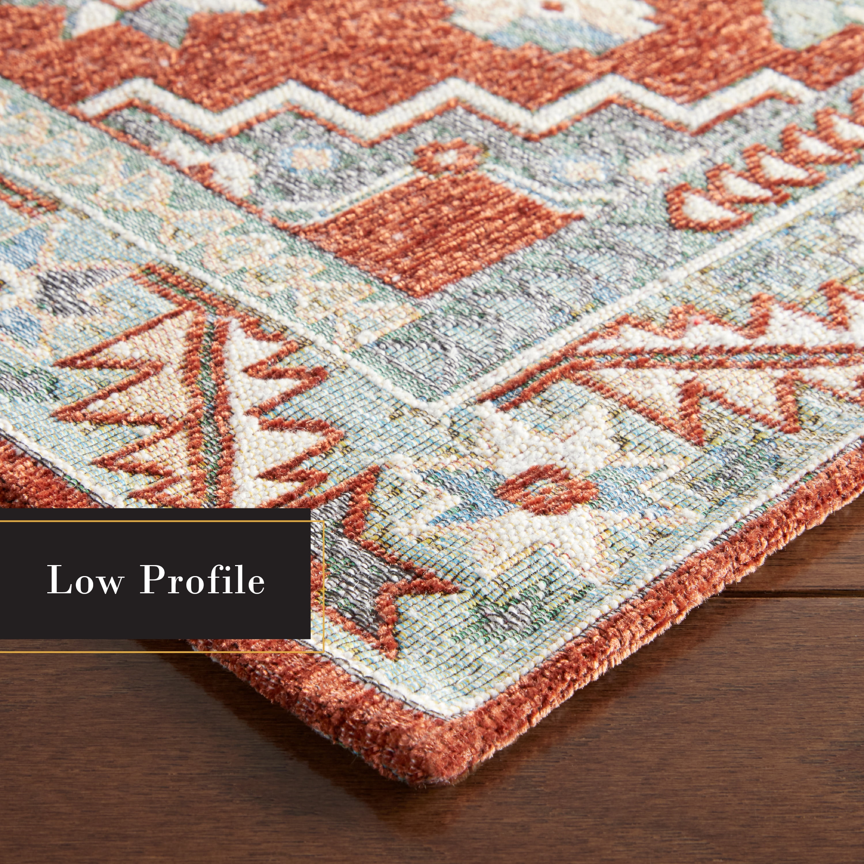 TOWN & COUNTRY LUXE Livie Forever Vintage Everwash® Washable Multi-Use Decorative Rug with Non-Slip Backing, Rust/Ivory, 24"x72"