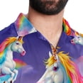 thumbnail image 5 of Robot Unicorn Attack Men's Short Sleeve Beach Shirts, Casual Button Down Poplin Printed Summer Tops - Unisex, 5 of 6