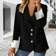 thumbnail image 2 of Blazer for Women, Yigetop Women's Casual Solid Color Suit Jacket Lapel Keep Warm and Slim Loose Long Sleeve Fashion Cardigan Coat Fitted Blazers for Women Black L, 2 of 9