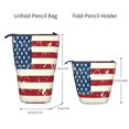 thumbnail image 2 of Lsque Vintage American Flag Pattern Telescopic Pencil Bag Pen Holder Stationery Case, Stand-up Retractable Transformer Bag Organizer, 2 of 6