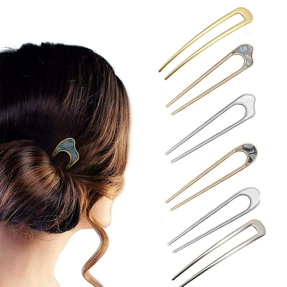 Shape Hair Pins-6 Pack Metal French Hair Pin Hairstyle Gold Sliver Marble Vintage Hair Clips for Women Girls Hair Accessories