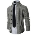 thumbnail image 1 of H2H MENS HIGH NECK TWISTED KNIT CARDIGAN SWEATER WITH BUTTON DETAILS GRAY US L/ASIA XL (KMOCAL020), 1 of 6