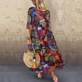 thumbnail image 1 of LSLJS Robes d'Été pour Femmes Manches 3/4 Amples en Coton et Lin Imprimé, Robe Grande Taille Cadeaux pour Femmes, 1 of 6