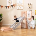 thumbnail image 4 of Costway 6 in 1 L-shaped Toddle Slide for Toddlers Age 1-3 Baby Slide with Basketball Hoop Gray + Pink, 4 of 10