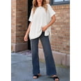 thumbnail image 4 of Camiseta SHEWIN para mujer, casual, cuello redondo, sobredimensionada, blanca, 4 of 6