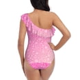 thumbnail image 5 of Picia Breast Cancer Pink Ribbons Awareness Pattern Women's One Piece Swimsuits,One Shoulder Swimwear Asymmetric ,Ruffle Monokinis Bathing Suits,High Waisted Flattering Bathing Suits-X-Large, 5 of 8