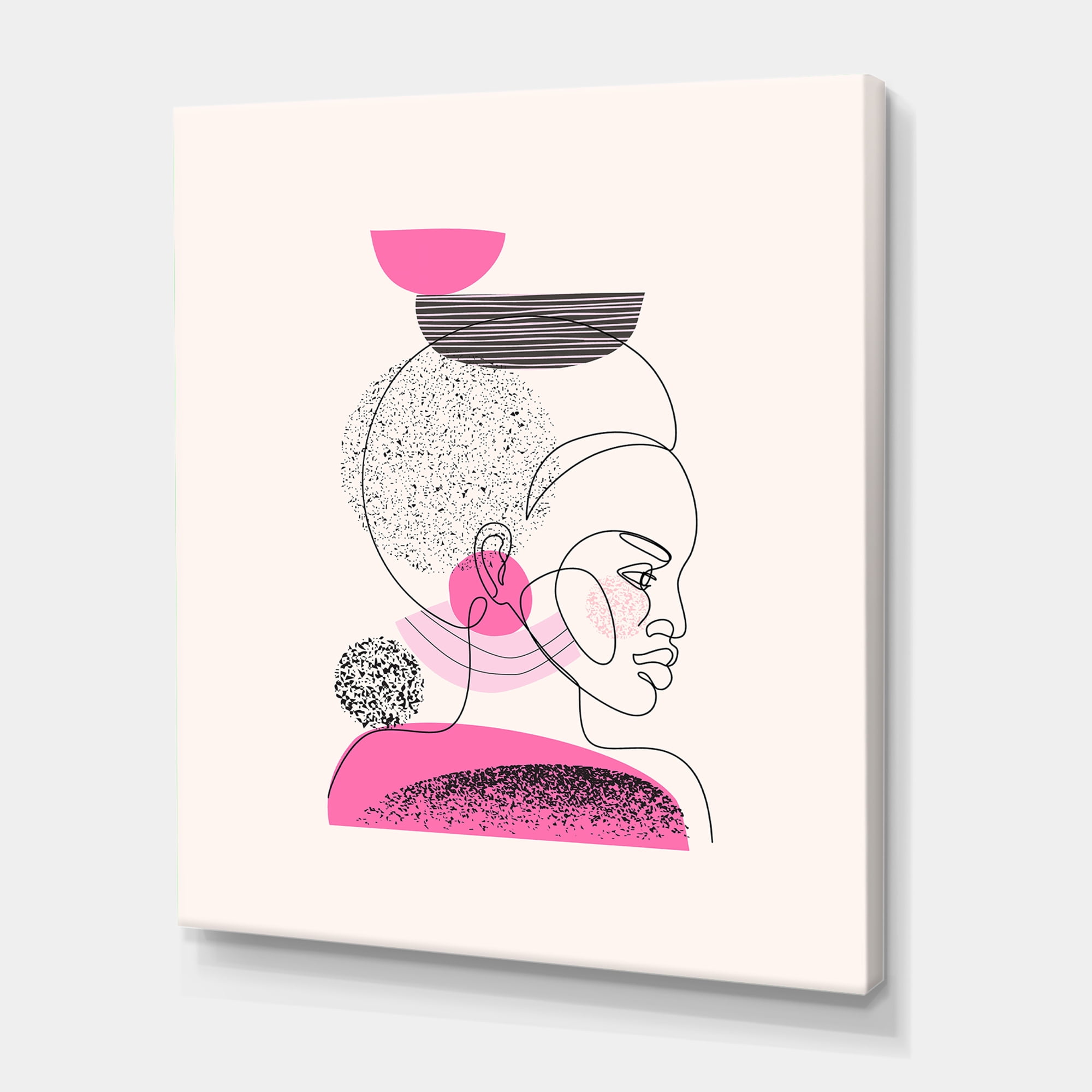One Line Portrait of Afro American Women V 12 in x 8 in Painting Canvas Art Print, by Designart