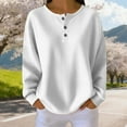 thumbnail image 5 of Womens Plus Size Spring Clothes, Long Sleeve Pullover for Women Fall Fashion Solid Color Waffle Button Up Crewneck Sweaters, 5 of 5