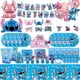thumbnail image 2 of Nueva decoración para fiesta de cumpleaños de Stitch, Lilo & Stitch, servilletas de papel azul cielo, platos, vasos, vajilla, telón de fondo, globos, suministros para baby shower, 2 of 5