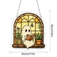 thumbnail image 2 of 2026 Halloween Reading Ghost Acrylic Suncatcher , Summerween Decor Signs for Window Hanging Ornament, Art Garden Decor for Book Lover,E, 2 of 5
