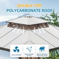 thumbnail image 4 of Domi Outdoor Living 12 X 12 Hardtop Gazebo Outdoor Aluminum Gazebo with Polycarbonate Double Roof Canopy for Lawn and Garden, with Curtains & Net (Wood Looking), 4 of 7
