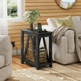 thumbnail image 2 of Narrow End Table with Charging Station of Open Storage Shelf, Sofa Side Table with 2 USB Ports and 2 Power Outlets, Slim Farmhouse End Table for Small Spaces, Bedroom, Living Room, 2 of 16