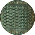thumbnail image 1 of Ahgly Company Machine Washable Indoor Round Persian Turquoise Blue Traditional Area Rugs, 6' Round, 1 of 4