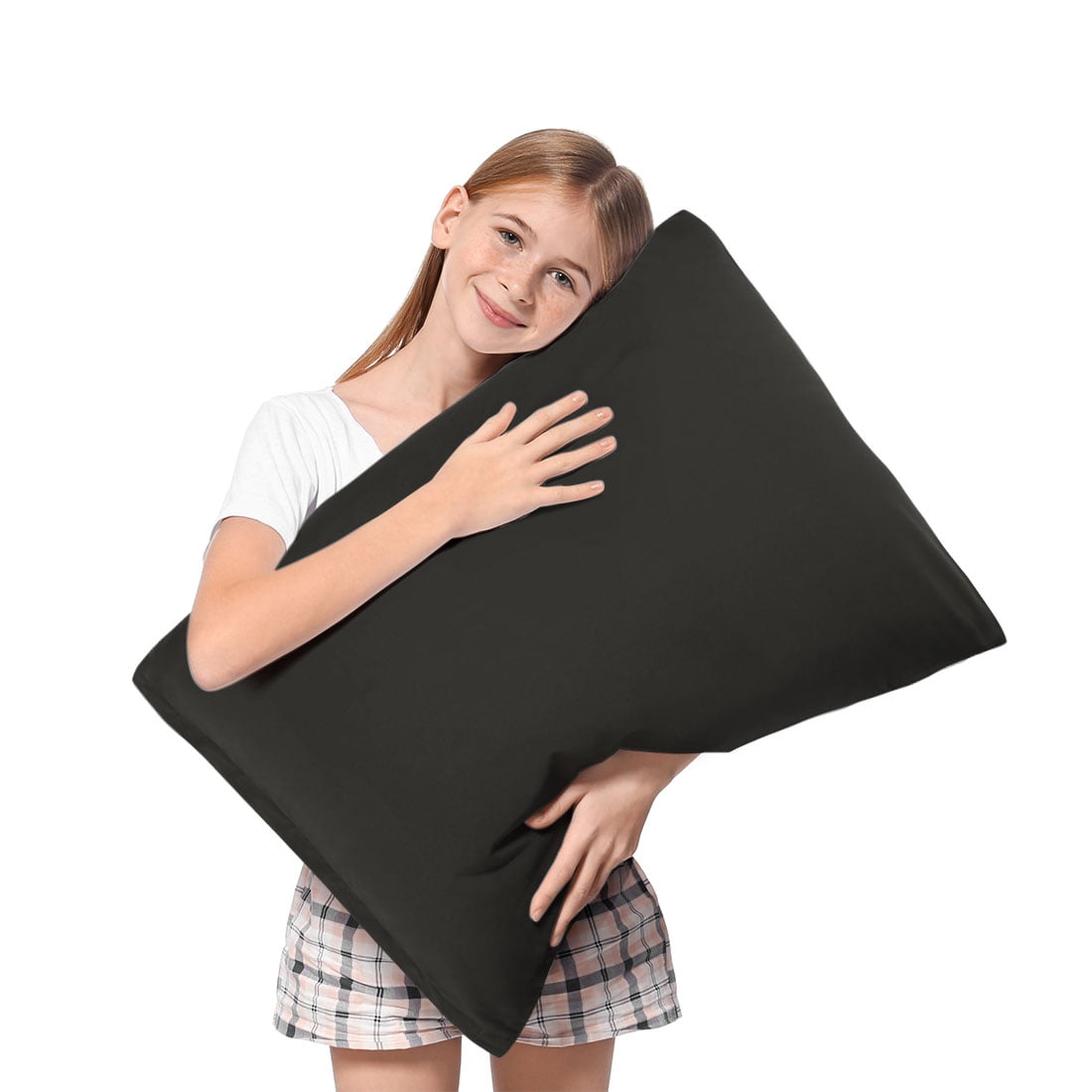 Unique Bargains 4-Piece Soft Microfiber Pillowcases Black King(20"x36")