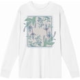 thumbnail image 4 of Fuschia Flowers Adult White Crew Neck Long Sleee Tee-XXL, 4 of 6