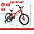 thumbnail image 3 of Costway 18" LED Lighted Kids Bike with Adjustable Seat Coaster Brake Training Wheels Red, 3 of 10