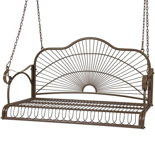 YaHeetech Hanging Metal Patio Porch Swing Bench Chairs Seat with Chains and Arm for... by Yaheetech