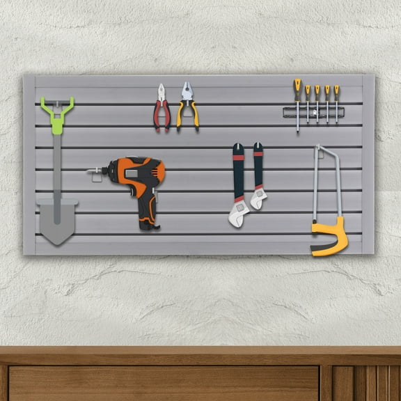 4FT x 2FT PVC Slat Wall Panels, Garage & Home Organization System with Wall Mounted Tool Rack, Modular Design and Heavy Duty Interlocking ,8 Sqft Storage Coverage