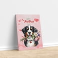 thumbnail image 3 of Happy Valentine's Day Bernese Mountain Dog holding flowers Vertical Matte Canvas Poster Berner Lover Gifts Wall Art Home Decor - 3005, 3 of 5