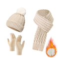thumbnail image 2 of EHRWE Winter Beanie Hat Scarf Gloves Set For Women Lined Knit Hat Warm Long Scarf Winter Classic, 2 of 5