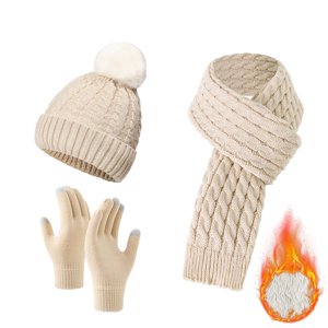 Womens Winter Hat Scarf Glove Set Lined Knit Hat Warm Long Scarf Winter 3 PC Set Scarf Hat Gloves Set Women Scarf Hat Gloves Set Men Scarf Hat Gloves Scarf Hat Gloves Set Scarf Hat Gloves for Girls
