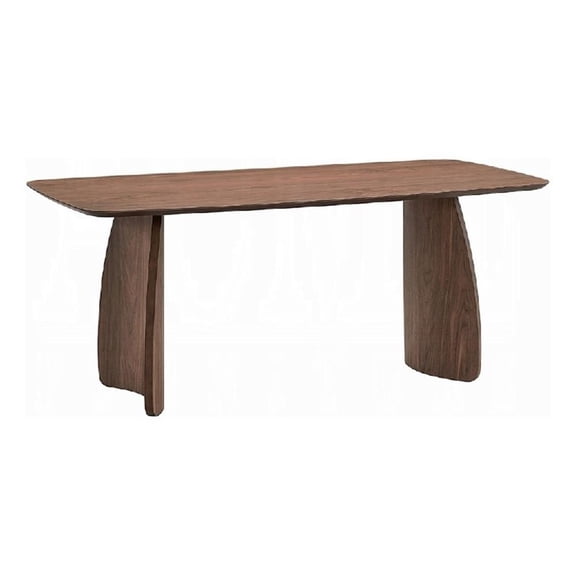 Hamza Rectangular Dining Table-Curved Wood Base-Walnut Brown 71 Inch