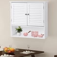 thumbnail image 2 of Giantex Wall Mounted Bathroom Cabinet with Double Shutter Doors and Open Shelf, White, 2 of 8