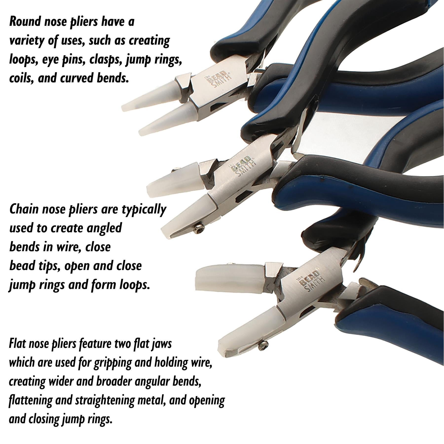 The Beadsmith Nylon Jaw Plier Set – Round, Chain & Flat Nose – Ergonomic Handle, Double Leaf Springs, Replacement Heads & Carry Case – Jewelry Making Tool for Creating Bracelets, Earrings & Necklaces