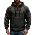 thumbnail image 2 of DDAPJ pyju Oversized Cargo Hoodies for Men Quarter Zip Pullover Raglan Long Sleeve Drawstring Athletic Hiking Work Sweatshirts with Multi Pockets XL, 2 of 7