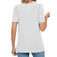 thumbnail image 2 of ZXSXSY Women Square Neck Ruch Short Sleeve Solid Color Top, 2 of 5